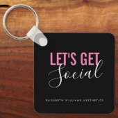 Zwart Roze Schoonheidssalon Social Media QR Code Sleutelhanger (Voorkant)