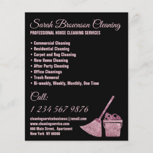 Zwart Roze Schoonmaakster Huis Schoonmaken Flyer