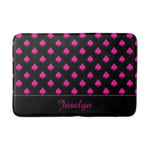 Zwart & Roze Schoppenaas Patroon met Naam Fancy Badmat