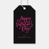 zwart roze script Happy Valentine's Day Cadeaulabel (Voorkant)