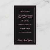 Zwart Roze Script Logo QR Code Foto Make-up Visitekaartje (Achterkant)