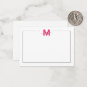 Zwart Roze Script Naam Monogram Notitiekaartje (Voorkant / Achterkant in situ)