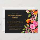 Zwart Roze Sinaasappel Bloemenbruid bruidegom Dine Kaart (Voorkant)