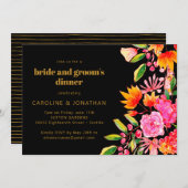 Zwart Roze Sinaasappel Bloemenbruid bruidegom Dine Kaart (Voorkant / Achterkant)