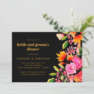 Zwart Roze Sinaasappel Bloemenbruid bruidegom Dine Kaart