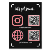Zwart & Roze Social Media Bord Met QR Code Kaart (Voorkant)