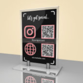 Zwart & Roze Social Media teken met QR-code Kaart