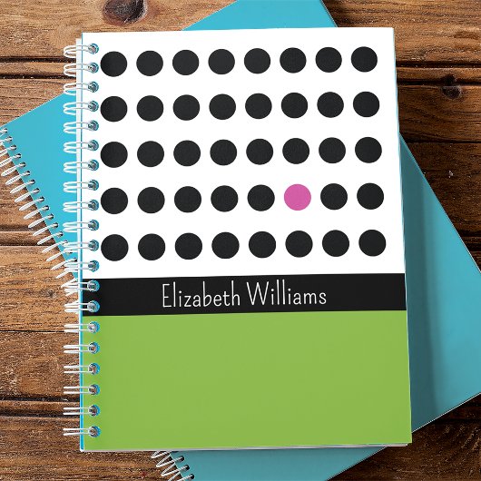 Zwart Roze Speelse Stippen Monogrammed Notitieboek