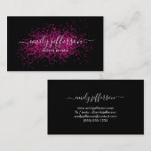 Zwart roze Spletters Manuscript Minimale Aangepast Visitekaartje (Voorkant / Achterkant)