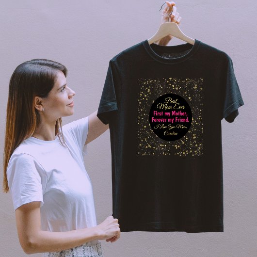 Zwart Roze Ster Beste Mam Ooit Moderne Moederdag T-shirt