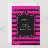 Zwart & Roze Streep Grunge Glam Party Uitnodiging (Achterkant)