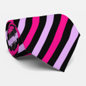 Zwart Roze Strepen Abstract Patroon Stropdas (Opgerold)