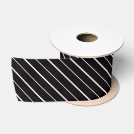 Zwart & Roze Strepen Cadeaupapier Satijnen Lint