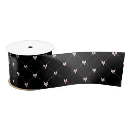Zwart & Roze Strik Cadeaupapier  Satijnen Lint