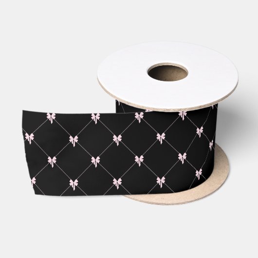 Zwart & Roze Strik Cadeaupapier Satijnen Lint (Spoel)