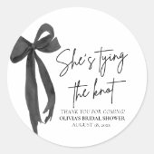 Zwart Roze Strik Zij Knoop Het Bruidsfeest Ronde Sticker (Voorkant)