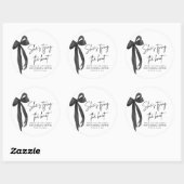 Zwart Roze Strik Zij Knoop Het Bruidsfeest Ronde Sticker (Vel)