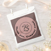 Zwart-roze stripes monogram & compacte papiertas bedankzakje (Geknipt)