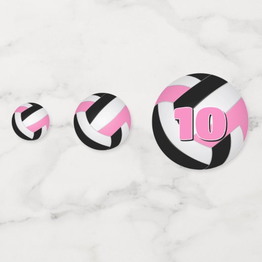 Zwart Roze Team Kleuren Meisjes Volleybal Party Confetti (Voorkanten)