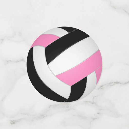 Zwart Roze Team Kleuren Meisjes Volleybal Party Confetti (Kleine voorkant)