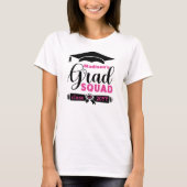 Zwart-roze tekst Aangepaste vrouwen Witte Afstudee T-shirt (Voorkant)