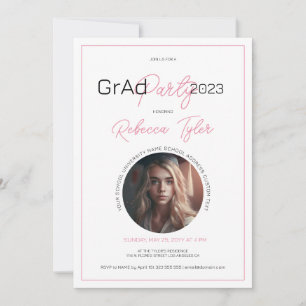 Zwart & Roze Tekst Grad Feest Uitnodiging Aangepas
