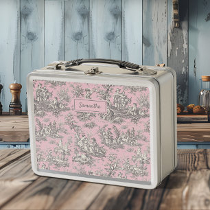 zwart roze Toile de Jouy bedrukt