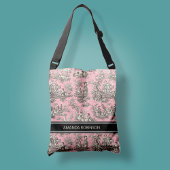  zwart roze Toile de Jouy bedrukt Crossbody Tas