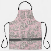 zwart roze Toile de Jouy bedrukt Schort (Voorkant)