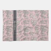  zwart roze Toile de Jouy bedrukt Theedoek (Horizontaal)