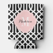 Zwart-roze Trellis Monogram Blikjeskoeler (Voorkant)