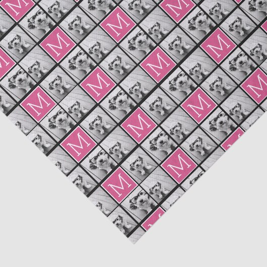 Zwart-roze Trendy fotocollage met monogram Tissuepapier (Detail)