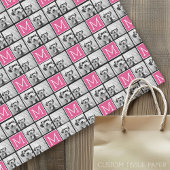Zwart-roze Trendy fotocollage met monogram Tissuepapier