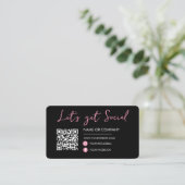 Zwart Roze Verbind met ons Social Media Qr Code Visitekaartje (Staand voorkant)