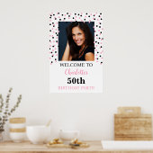 Zwart Roze Verjaardagsfeestje Custom 20x30 Foto Poster (Keuken)