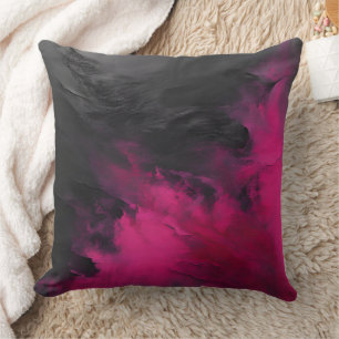 Zwart & Roze verloop Cloudy Pink Charcoal AI art Kussen