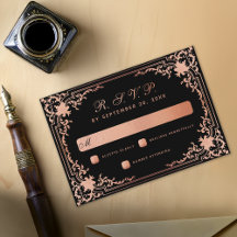 Zwart Roze Vintage Elegante Calligrafie Bruiloft