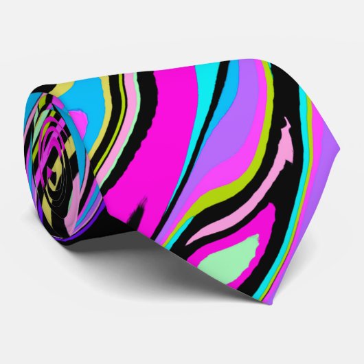 Zwart roze Violet Abstract Stropdas (Opgerold)