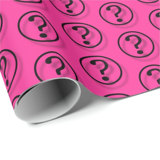 Zwart roze vraagteken cadeaupapier (Rol Hoek)