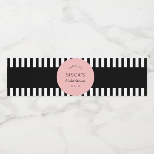  zwart roze Vrijgezellenfeest Waterfles Etiket (Enkel label)