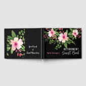 Zwart Roze Waterverf Bloemen Retirement Party Gastenboek (Volledig)