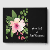 Zwart Roze Waterverf Bloemen Retirement Party Gastenboek (Achterkant)
