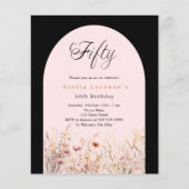 Zwart roze wilde bloem bloemenbudget 50e verjaarda (Voorkant)