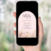 Zwart roze wildflower bloemblaadjes 50ste verjaard kaart