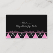 Zwart roze wit argyle trendy visitekaartjes (Achterkant)