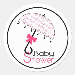 Zwart Roze & Wit Baby shower Paraplu Sticker