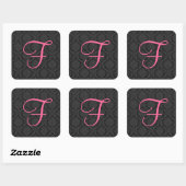 ZWART ROZE WIT Damask Bruiloft Vierkante Sticker (Vel)
