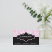 Zwart roze wit damast interieurs visitekaartjes (Staand voorkant)