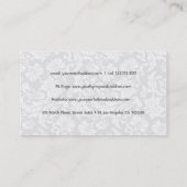 Zwart Roze & Wit Elegant Bloemen Damasks Visitekaartje (Achterkant)