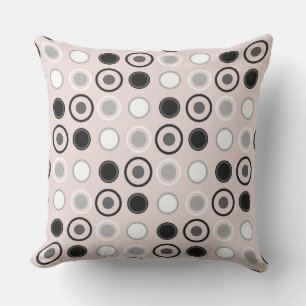 Zwart, roze, wit en grijs Polka Dots Kussen